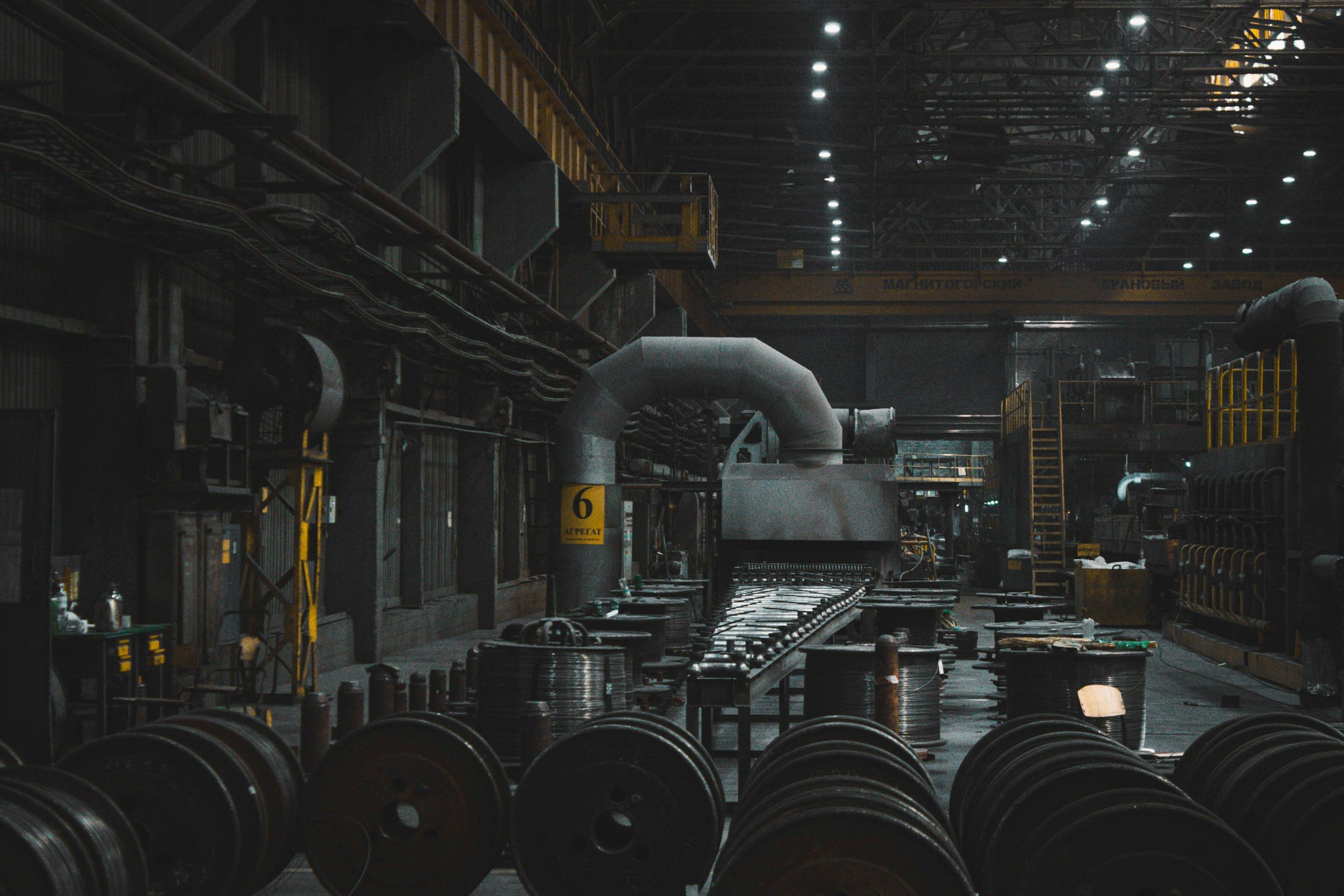 Industrial shop floor with heavy machinery