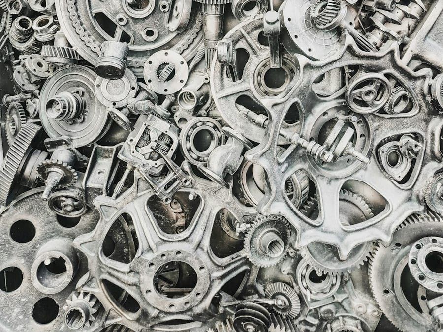 Assorted machined gears and mechanical parts